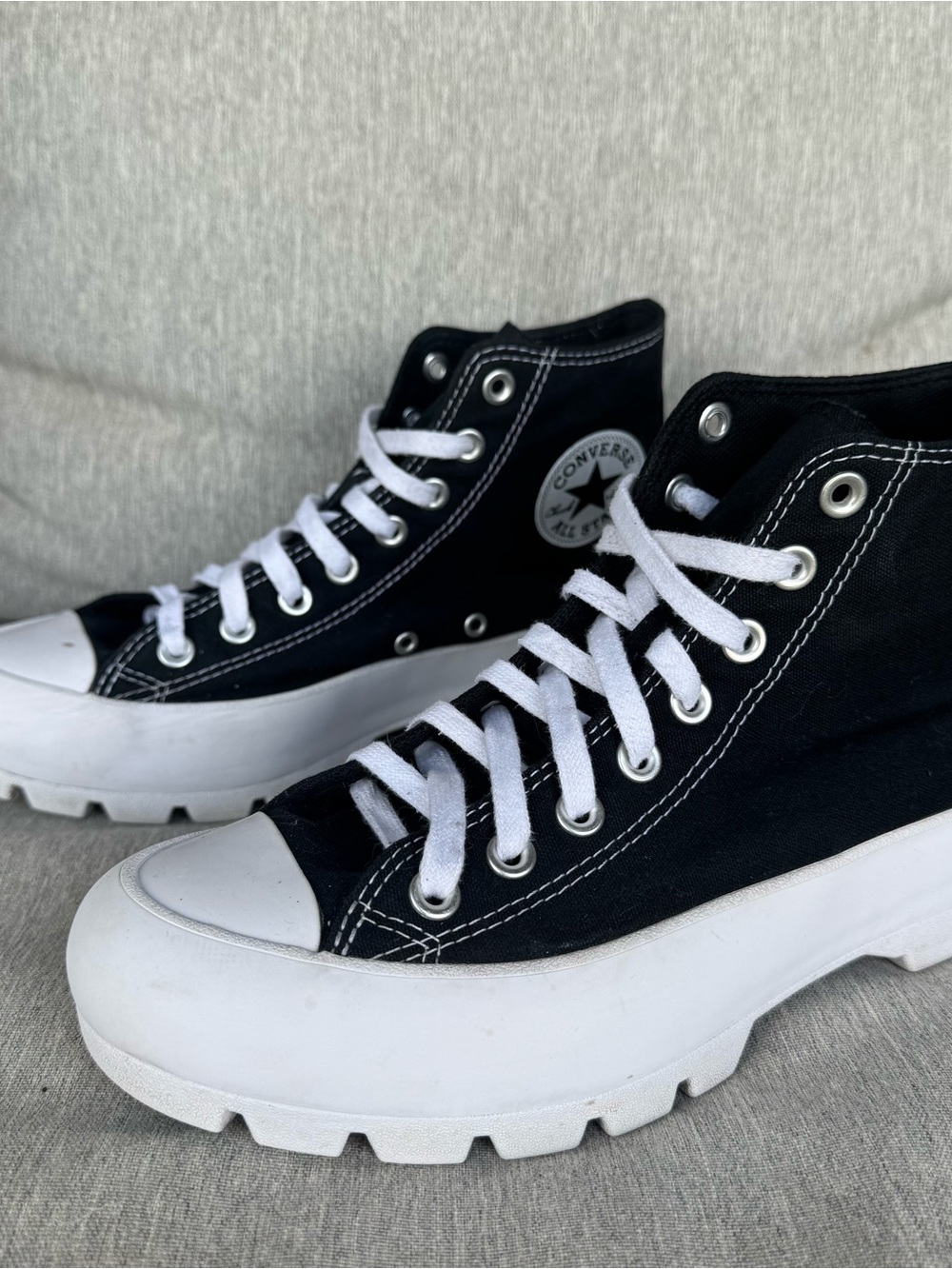 Converse Black and White Lug Sole High-Top Sneakers